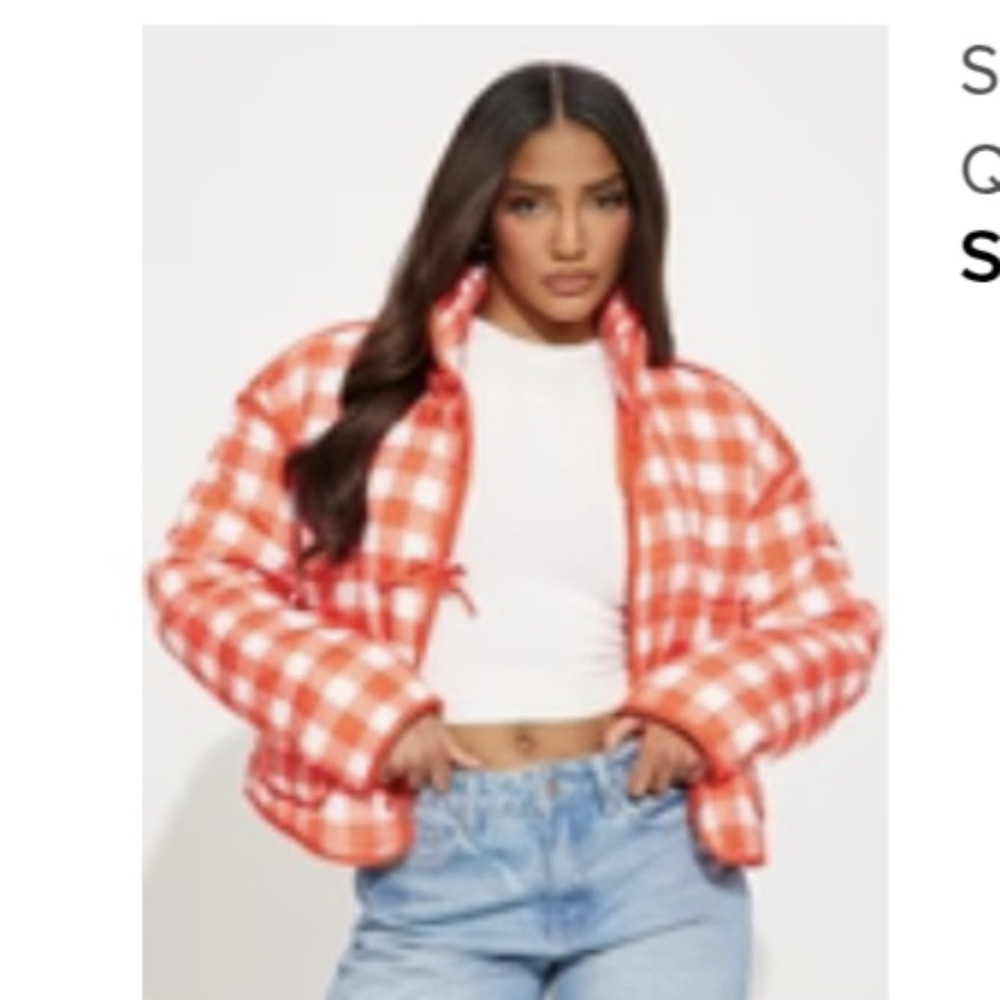 Women's Orange Checkered Jacket